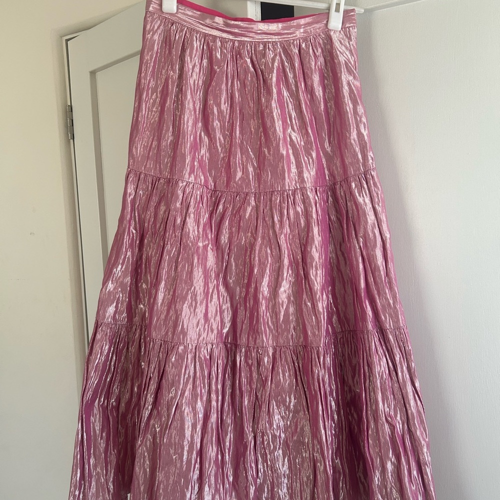 Anthropologie Metallic Pink A-Line Skirt